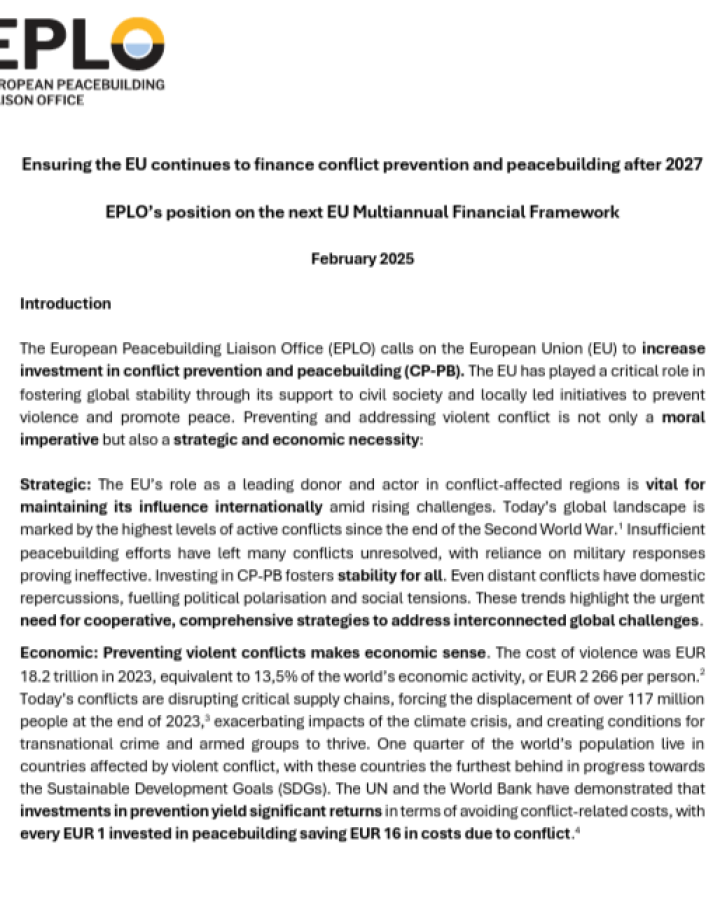 EPLO’s position on the next EU Multiannual Financial Framework